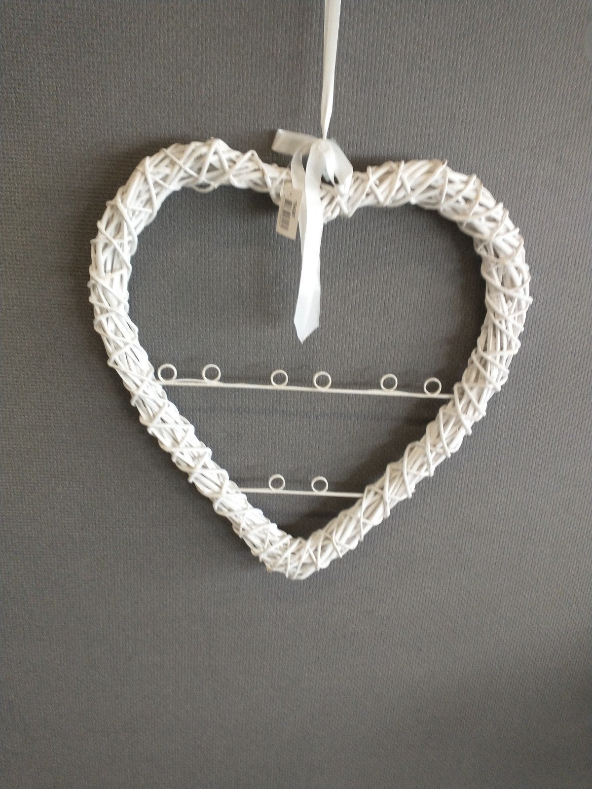 Wit hart met haakjes - Decoratie, Ophalen of Verzenden, Natuurlijk materiaal, Wit, Landelijk