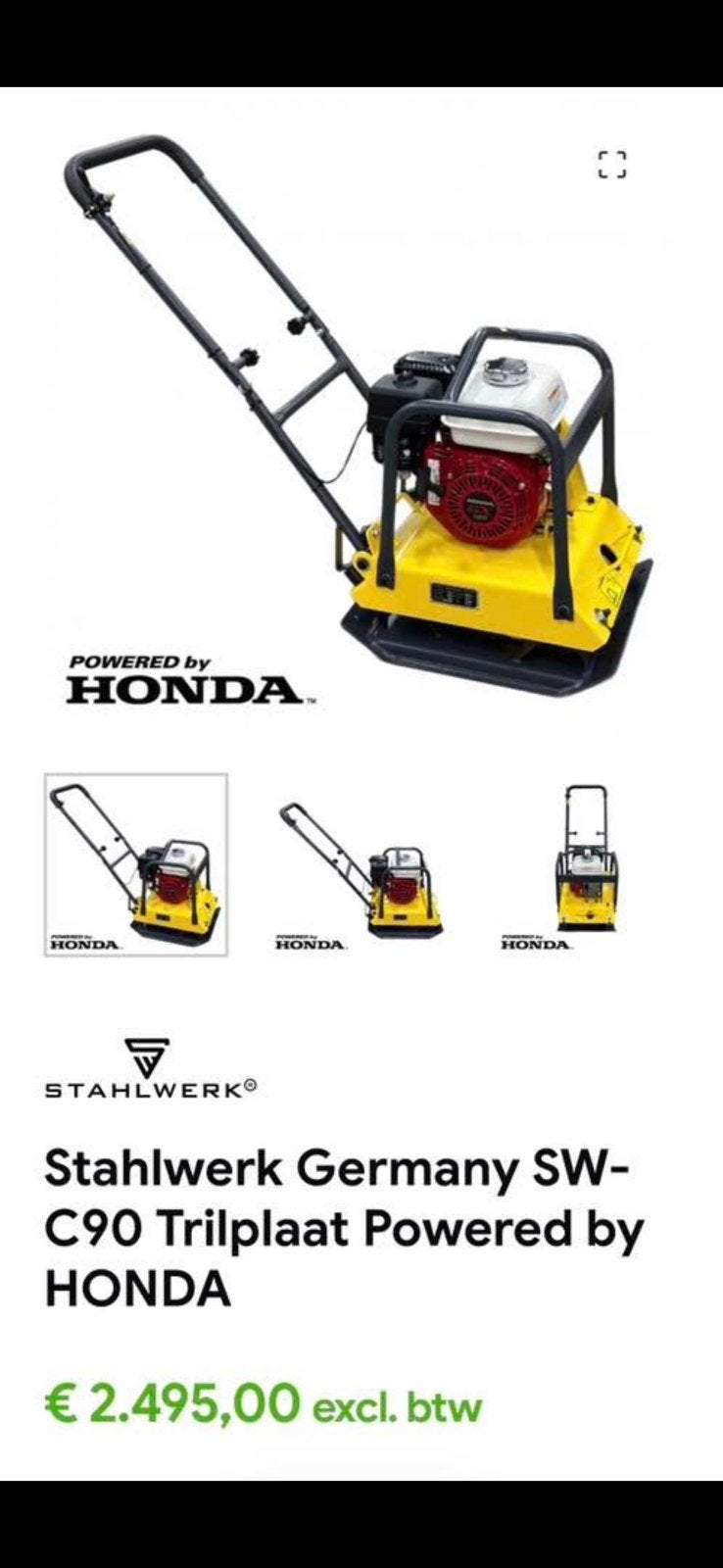 Stahlwerk SW-C90 trilplaat / honda GX160, Bestrating