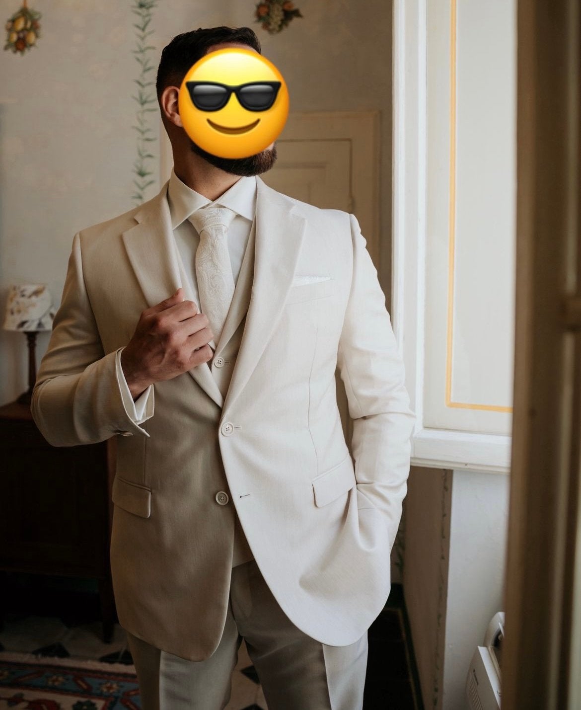 Beige 3-delig trouwpak Roka, maat 56, Kleding | Heren, Trouwkleding en Trouwaccessoires, Ophalen of Verzenden, Zo goed als nieuw