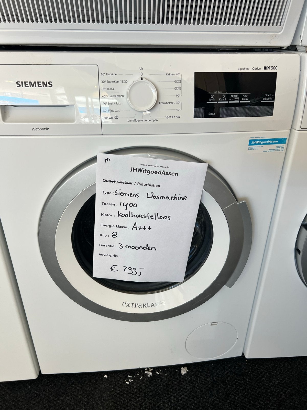 Siemens IQ500 Wasmachine 1400 toeren - Refurbished, Witgoed en Apparatuur, Wasmachines, 1200 tot 1600 toeren, Jhwitgoedassen, 8 tot 10 kg
