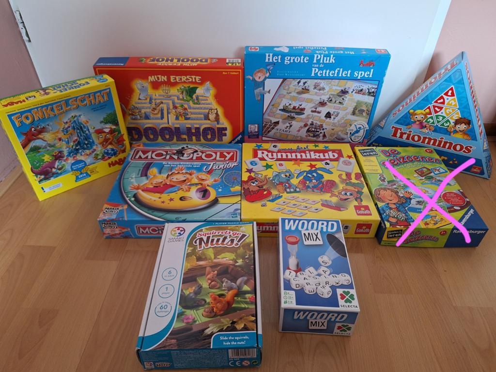 Leuke bordspellen voor kinderen vanaf 4 jaar! € 5,- per spel, Ophalen, Zo goed als nieuw