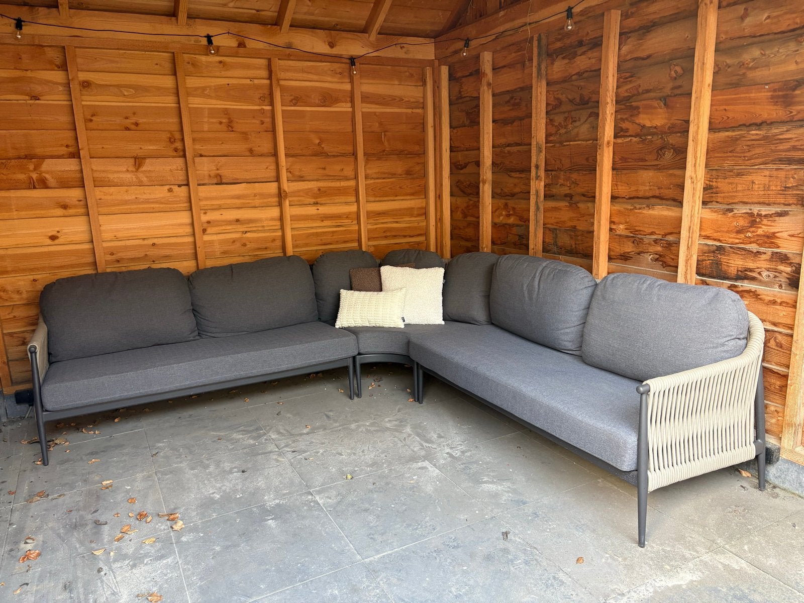 Loungeset met Kussens - Grijs/Antraciet, Tuin en Terras, Tuinsets en Loungesets, Ophalen, Gebruikt, 6 zitplaatsen, Aluminium