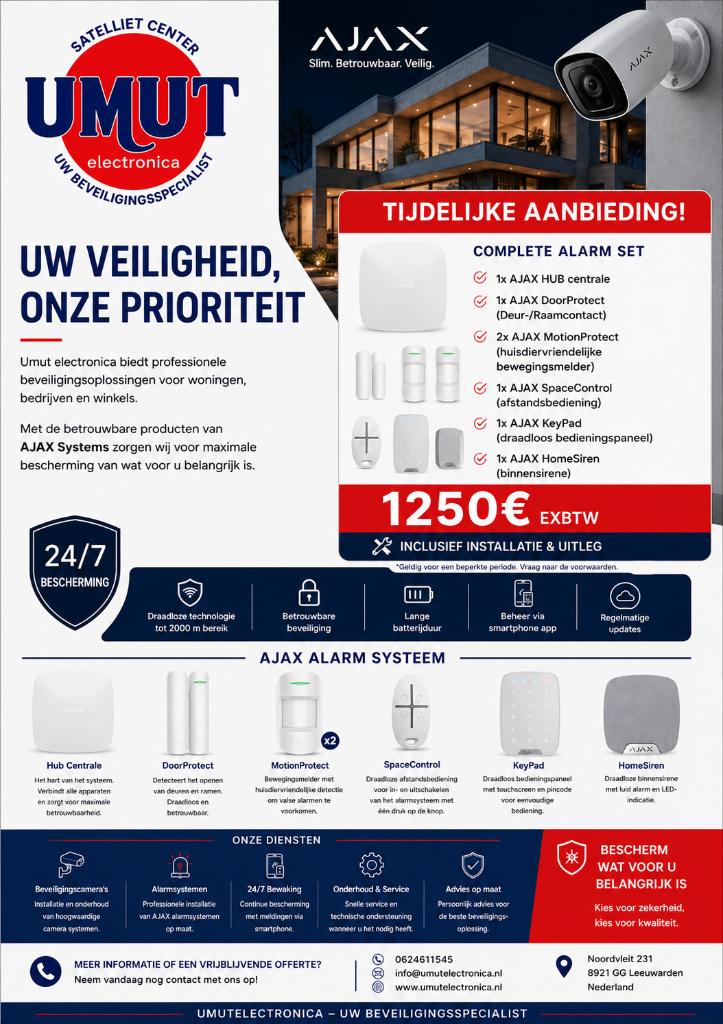 Alarmsysteem Kit Draadloos Ajax, Beweging, Nieuw, Ophalen of Verzenden, Compleet systeem