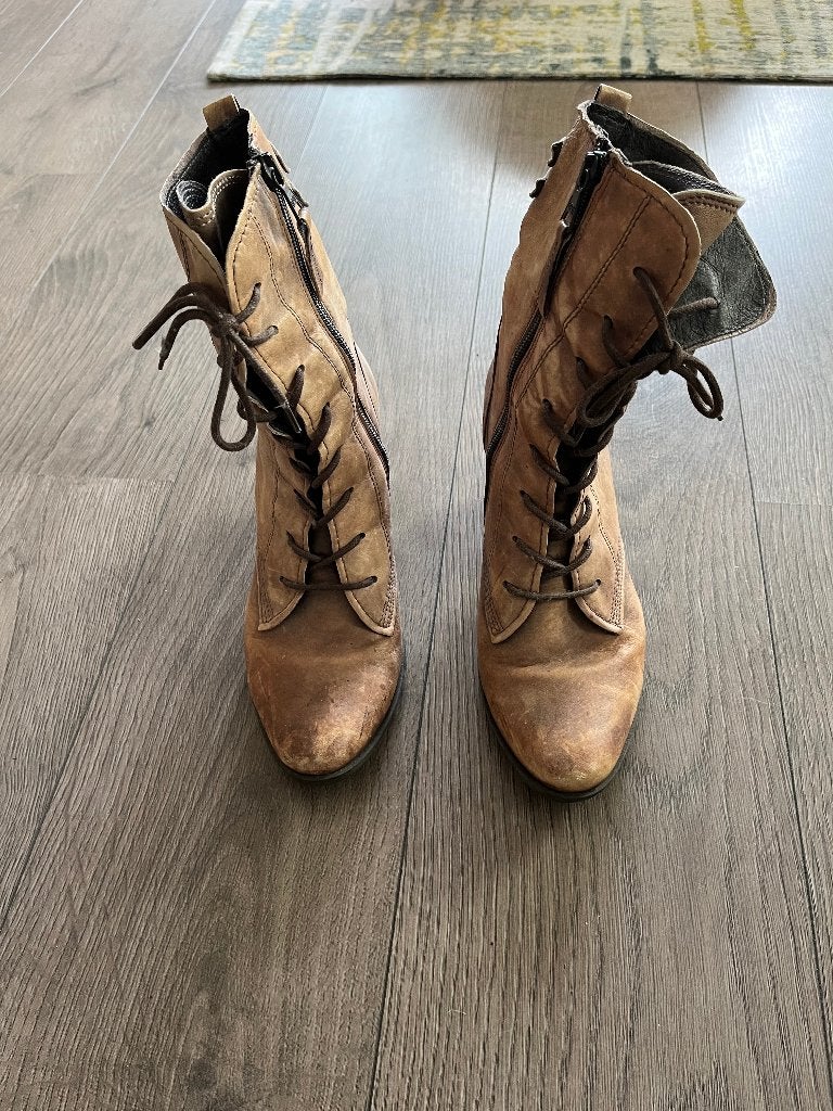 Stoere veterlaarsjes / enkellaarsjes cognacbruin - maat 39, Kleding | Dames, Bruin, Lage of Enkellaarzen, Ophalen of Verzenden