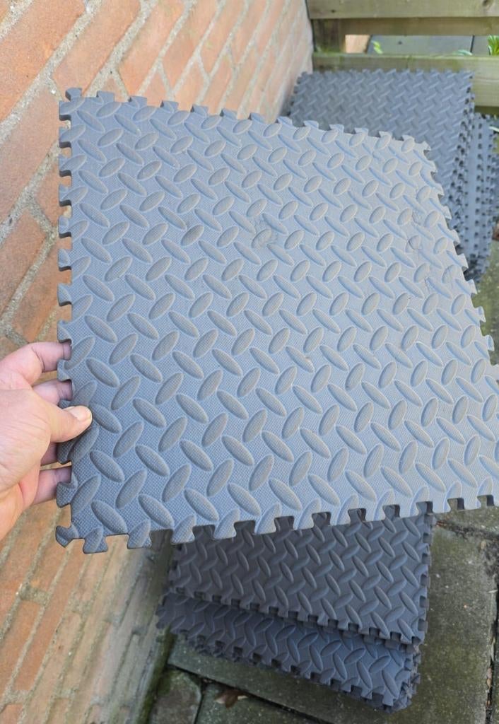 Rubberen tegels voor terras of voortent - 90 stuks (13m²), Ophalen, Rubber, Terrastegels