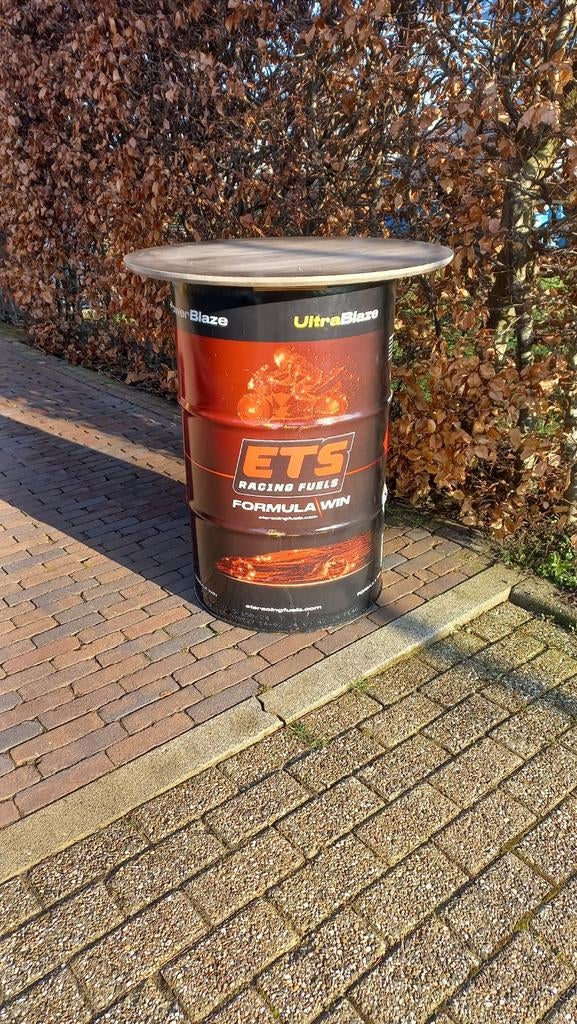 200L vat statafel/vuurton ETS Racing Fuel mancave, Ophalen, Gebruikt