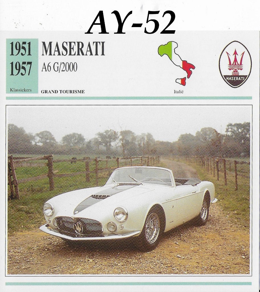Ay52 autokaart maserati a( g/2000 1951 - 1957 ), Ophalen of Verzenden, Zo goed als nieuw, Auto's