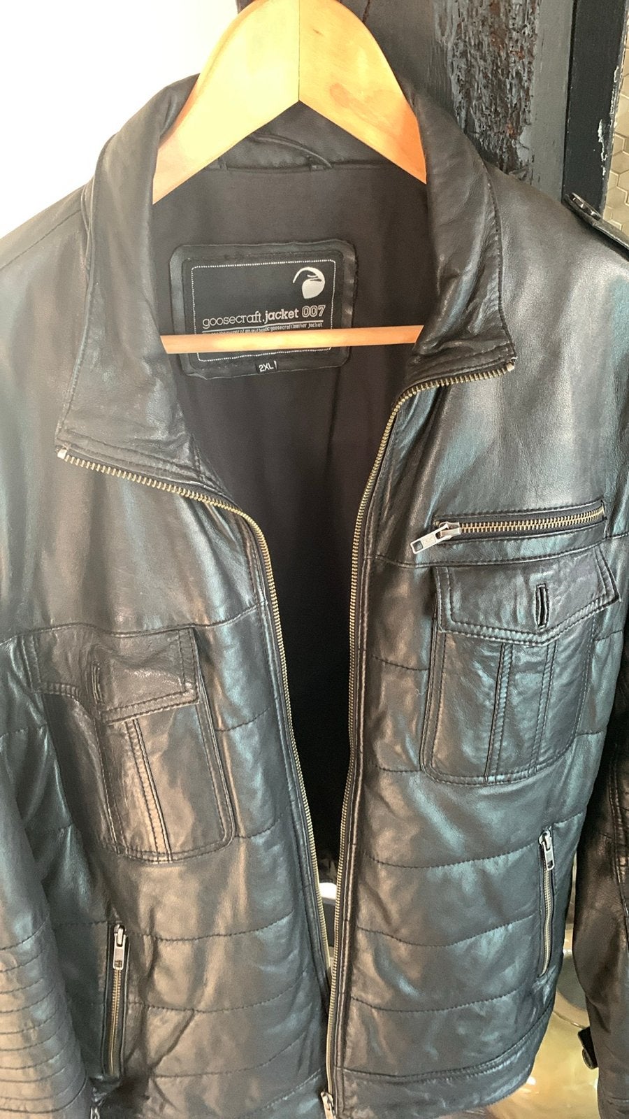 Goosecraft Leren Jas 007 Zwart - Maat 2XL, Ophalen of Verzenden, Gedragen, Maat 56/58 (XL), Zwart