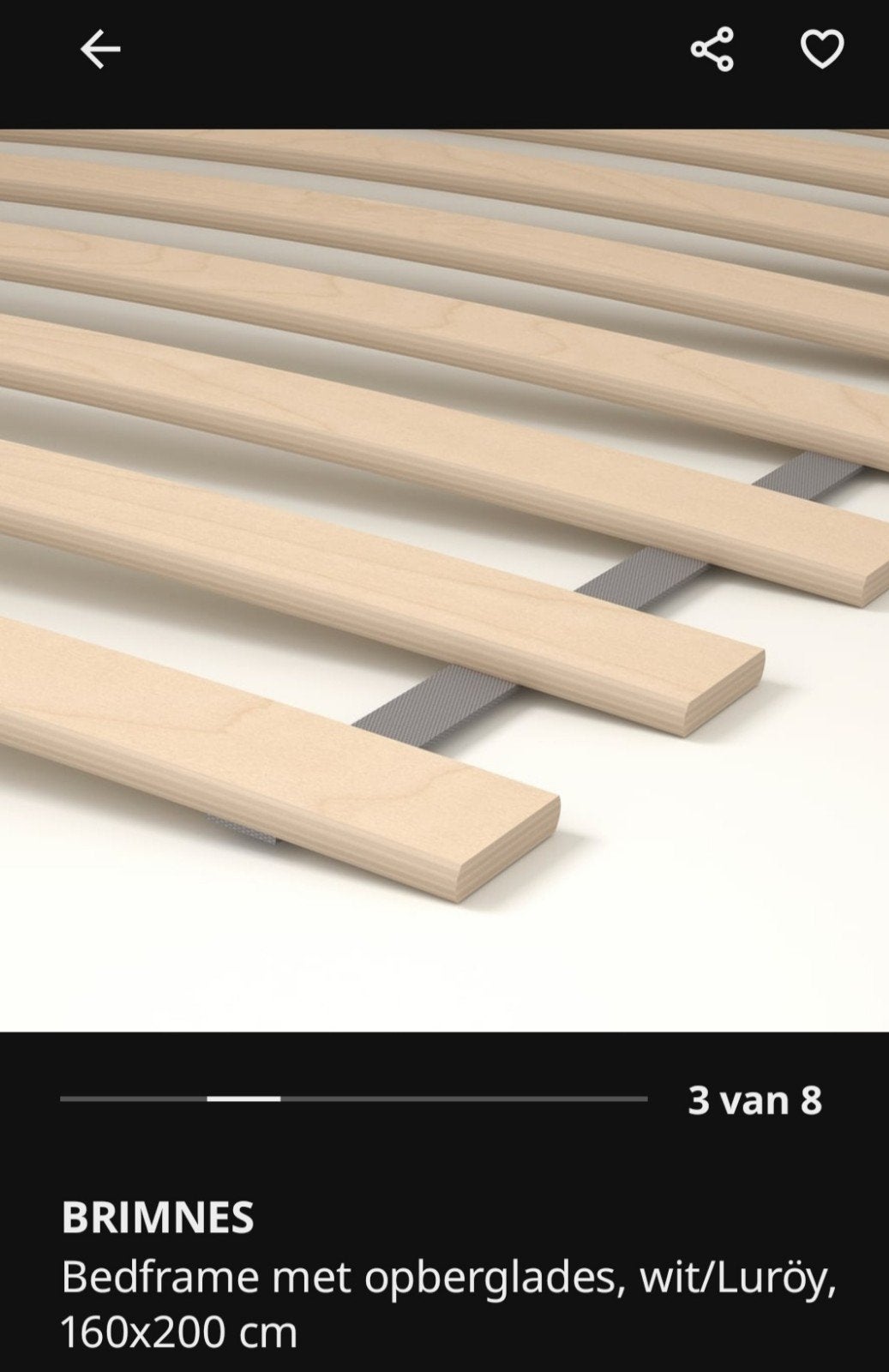IKEA Brimnes bedframe met opberglades, wit, 160x200 cm, Ophalen, Gebruikt, Wit, Tweepersoons
