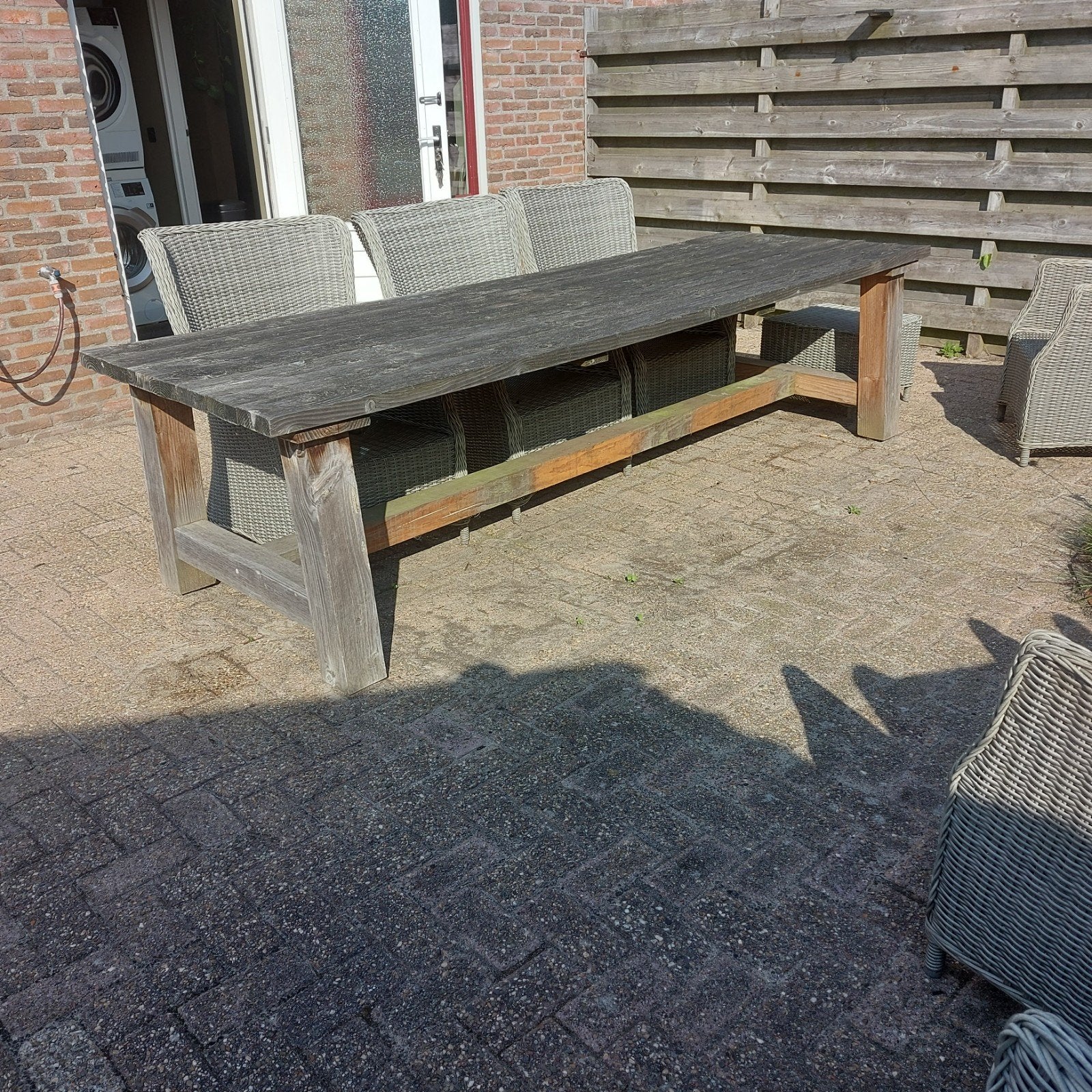 Douglas houten tuintafel 3 meter lang, Tuin en Terras, Ophalen, Gebruikt, Rechthoekig, Hout