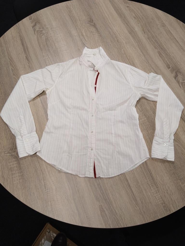 Stijlvolle witte blouse met streepjes, maat S, Maat 38/40 (M), Wit, Ophalen of Verzenden, Gedragen