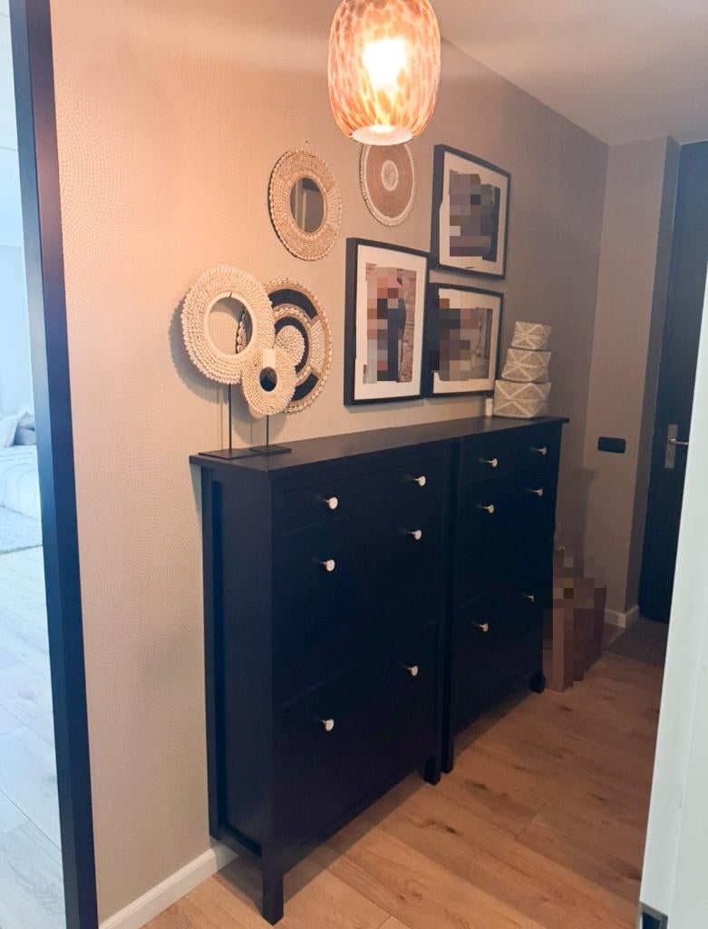 HEMNES Schoenenkast 2 vakken, zwartbruin, 89x30x127 cm, Ophalen, Gebruikt