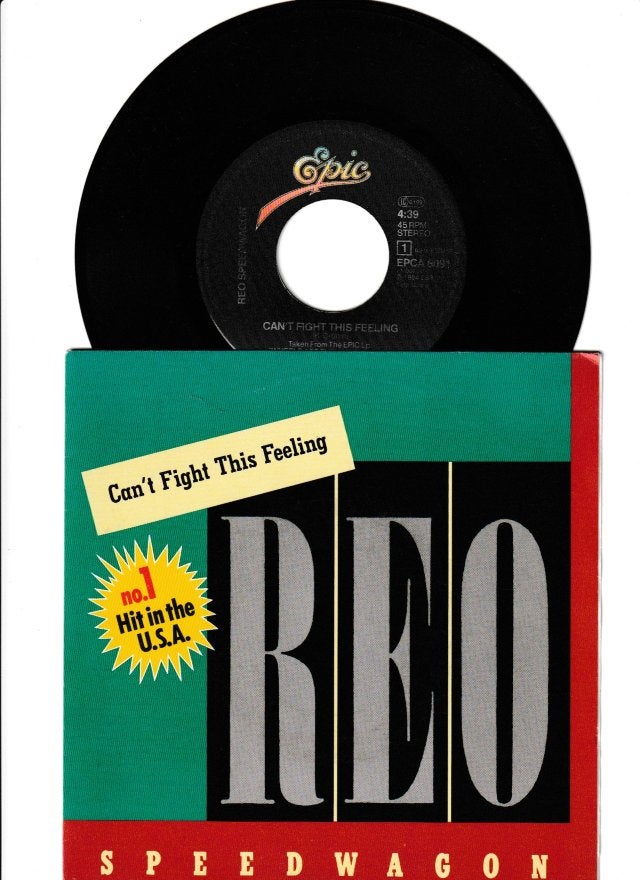 REO SPEEDWAGON - CAN'T FIGHT THIS FEELING // BREAK HIS SPELL, Zo goed als nieuw, Rock en Metal, Overige typen, Fotohoes