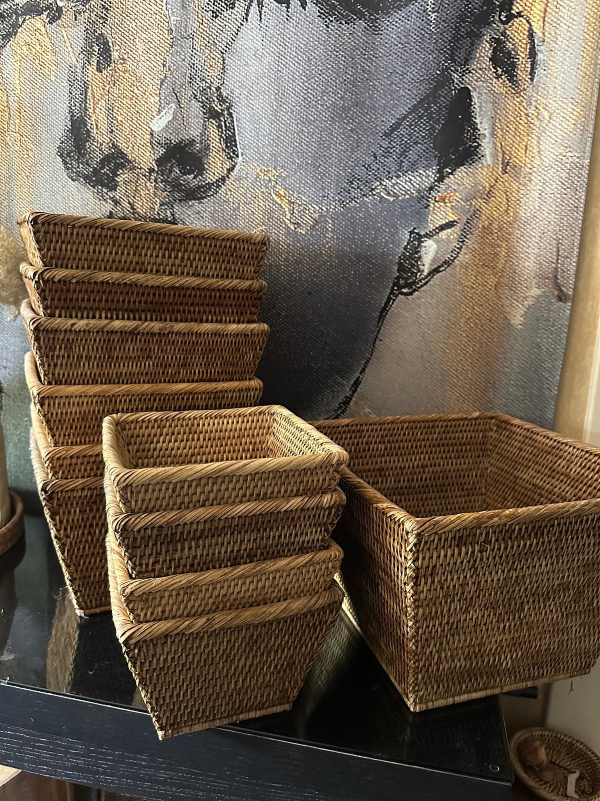 Birma Myanmar riet veel  manden organizer mand, Huis en Inrichting, Ophalen, Zo goed als nieuw, Rond, Riet