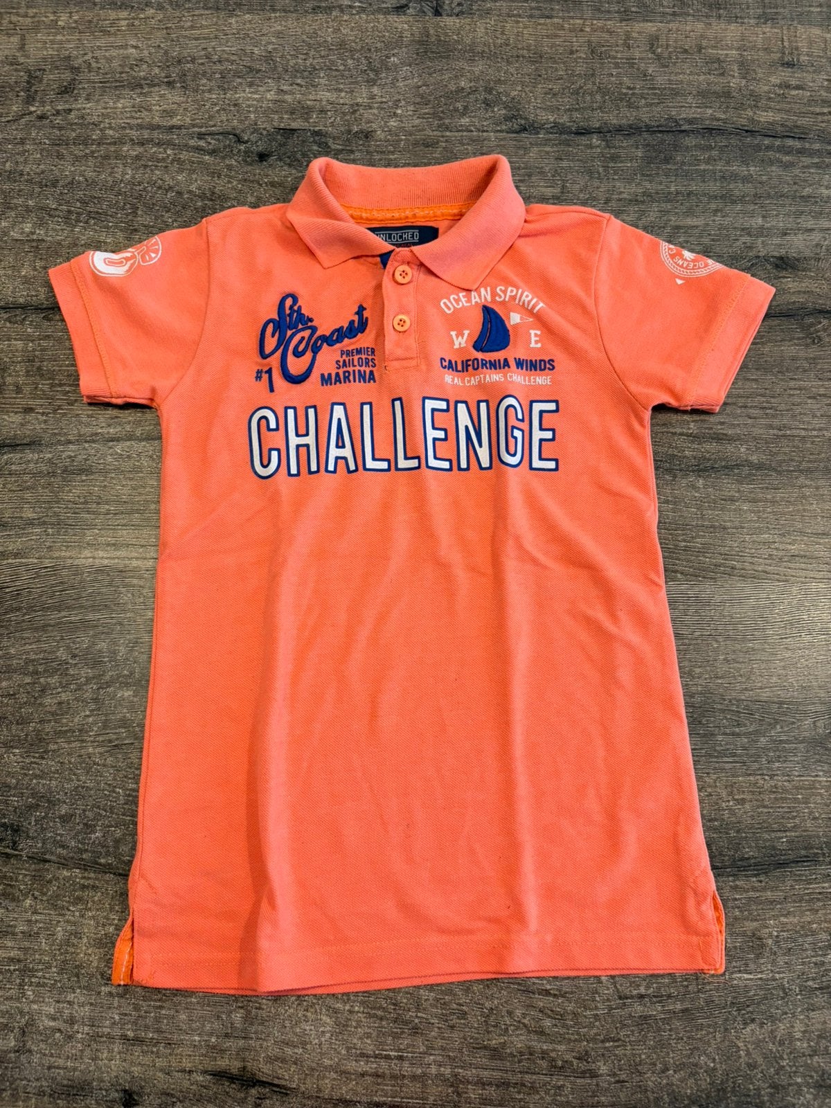 Polo Unlocked zalm/oranje 140/146, Ophalen of Verzenden, Zo goed als nieuw, Jongen, Shirt of Longsleeve