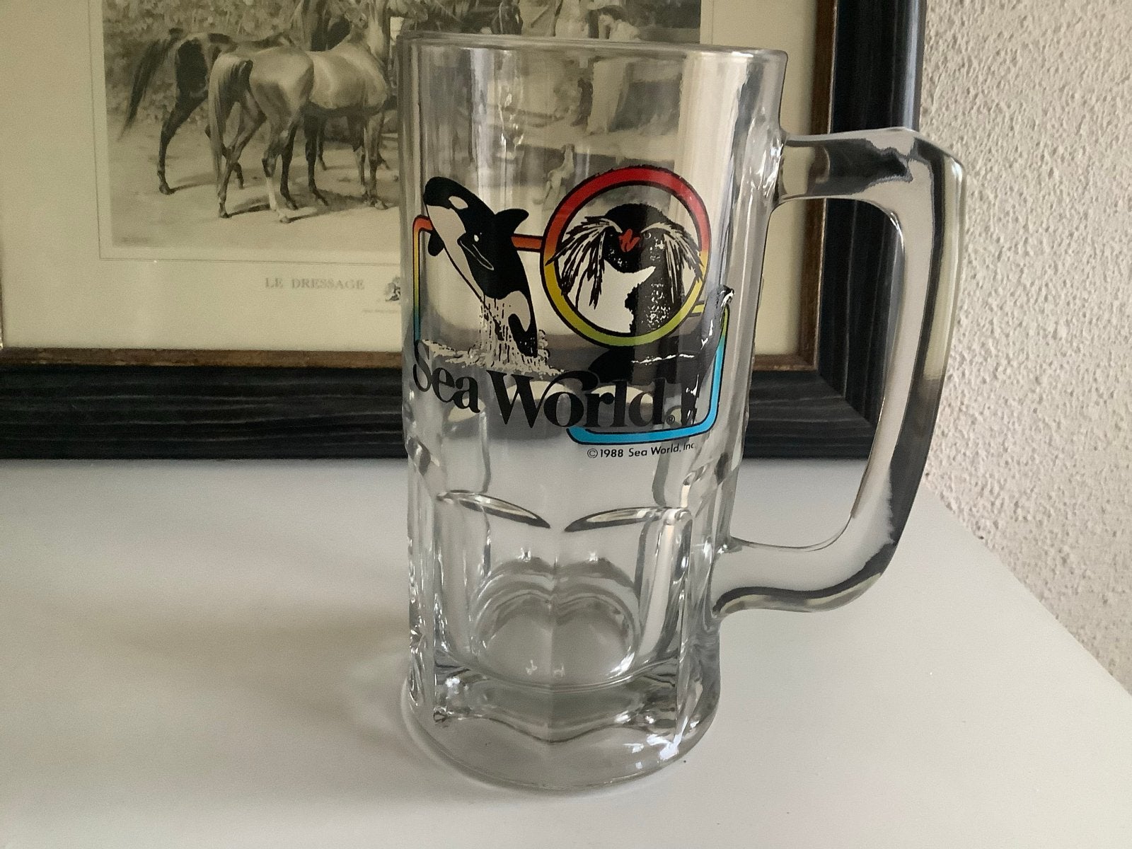 Vintage SeaWorld Bierpul - Glas - 1988, Vintage, Meerkleurig, Ophalen of Verzenden, Zo goed als nieuw