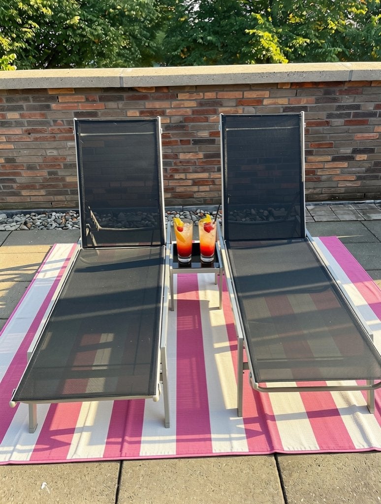 Zonnebed | Ligbed | Verstelbaar | 2 Ligbedden | Bijzettafel, Tuin en Terras, Ophalen, Zo goed als nieuw, Aluminium, Verstelbaar