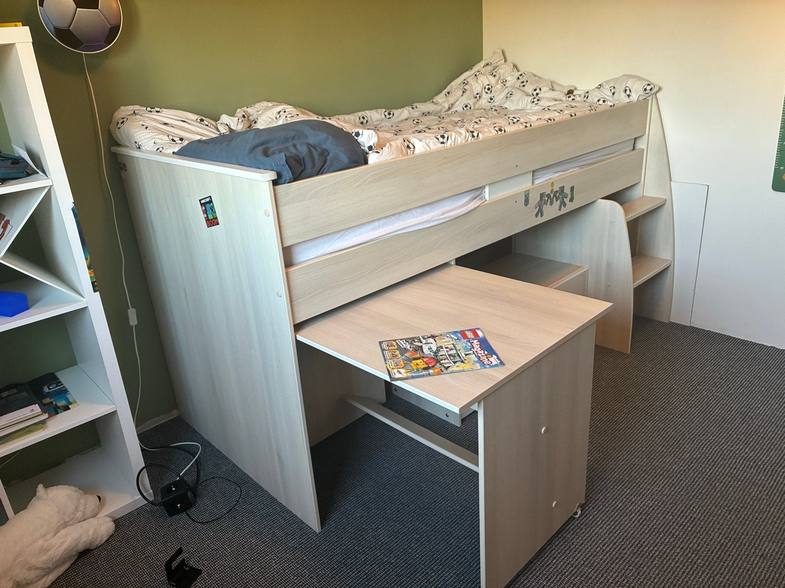 Halfhoogslaper met bureau en opbergruimte, Ophalen, Gebruikt, 90 cm, Eenpersoons