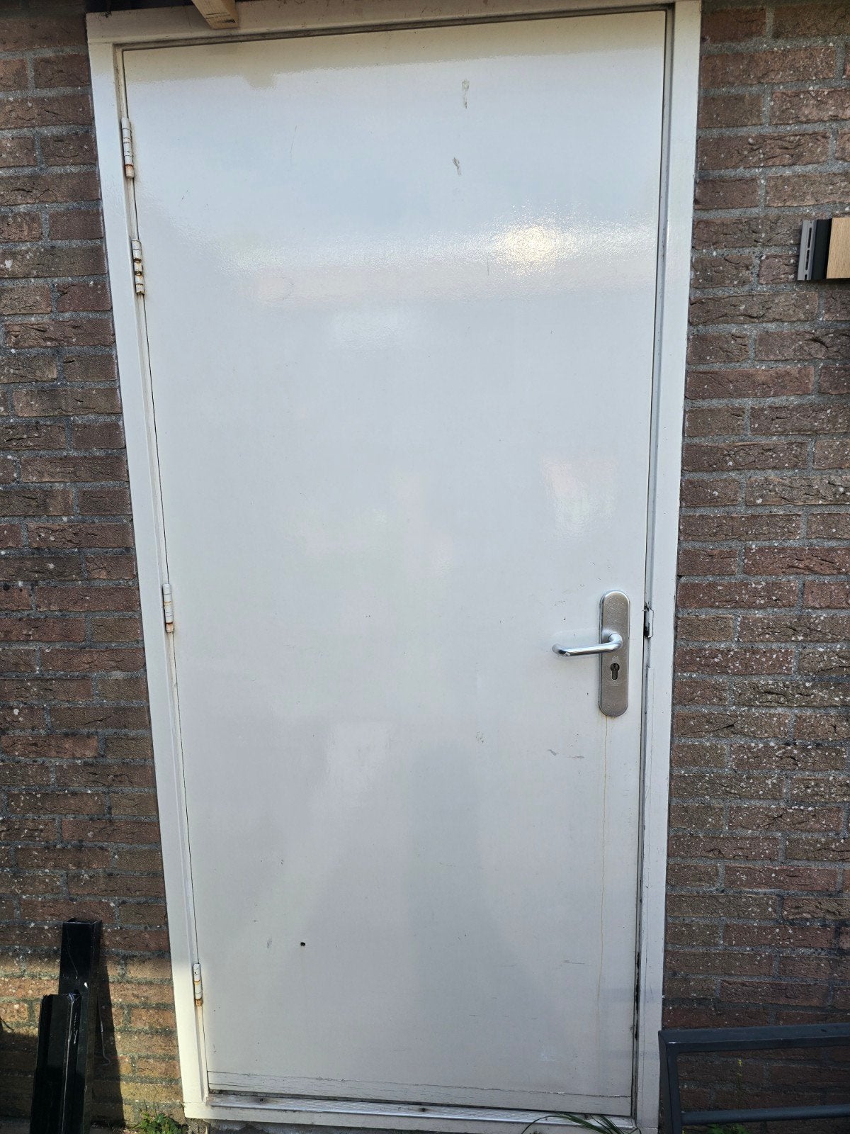 Plaatdeur met slot en klink - Gebruikt, Ophalen of Verzenden, Gebruikt, Binnendeur, 200 tot 215 cm