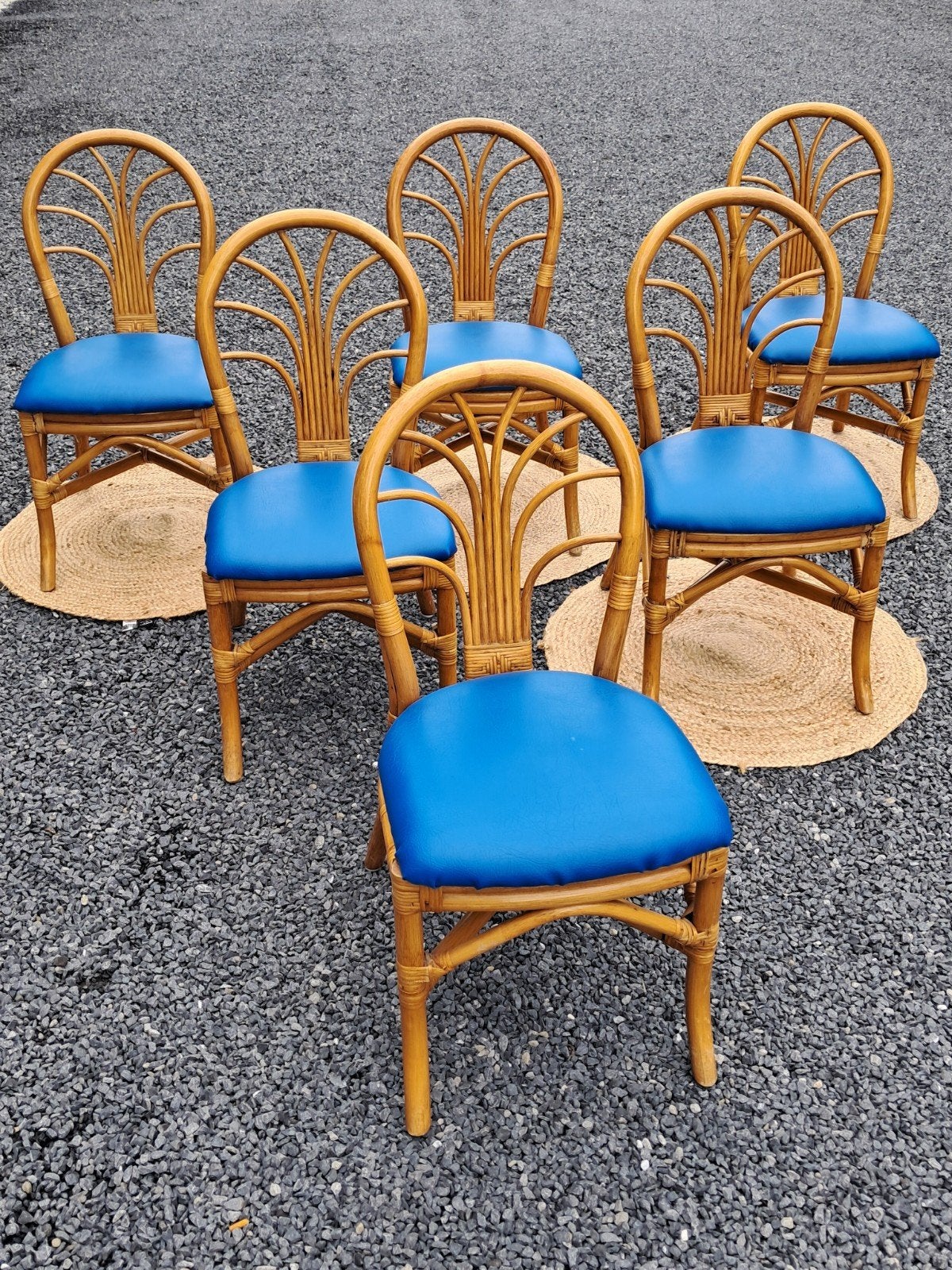 vintage - 6 bamboe / rotan stoelen, Ophalen of Verzenden
