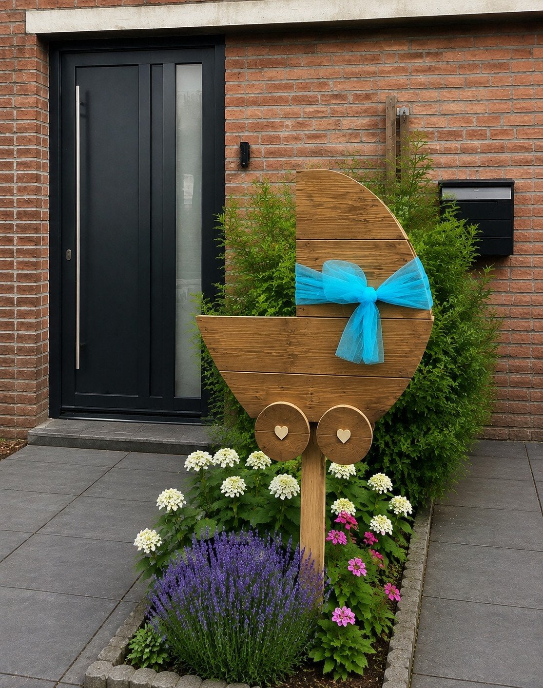 Houten Geboortebord Kinderwagen, Ophalen, Zo goed als nieuw, Geboortebord