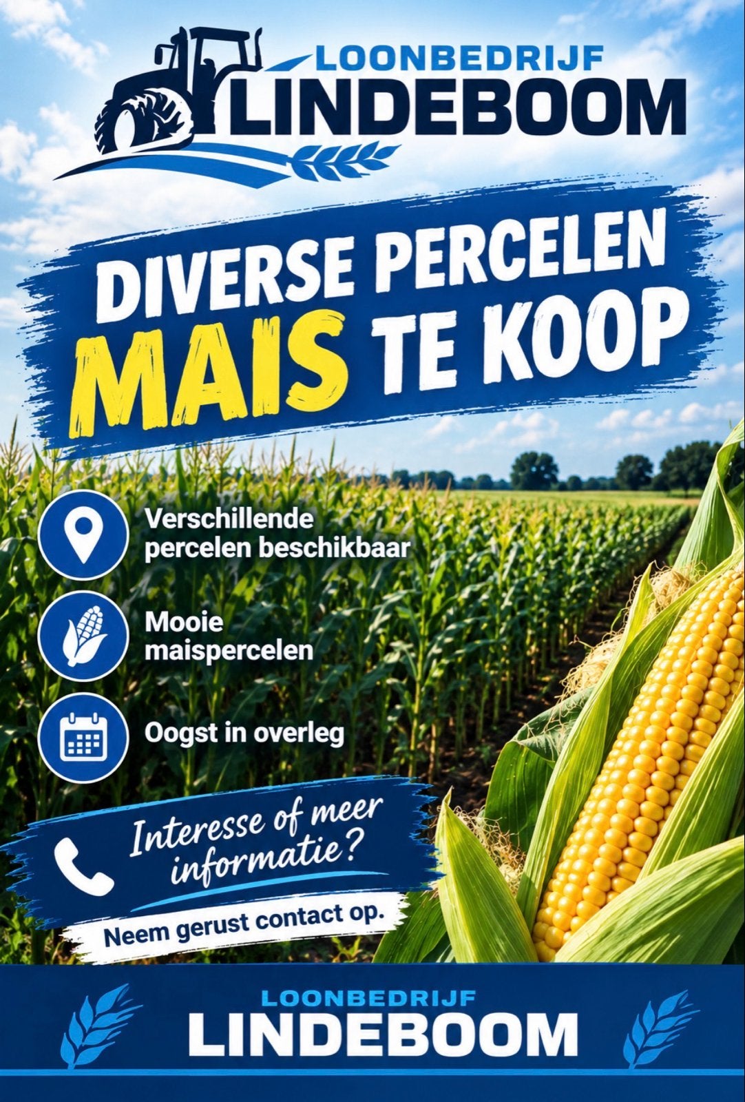 Diverse percelen mais te koop - Loonbedrijf Lindeboom, Zakelijke goederen, Ophalen of Verzenden