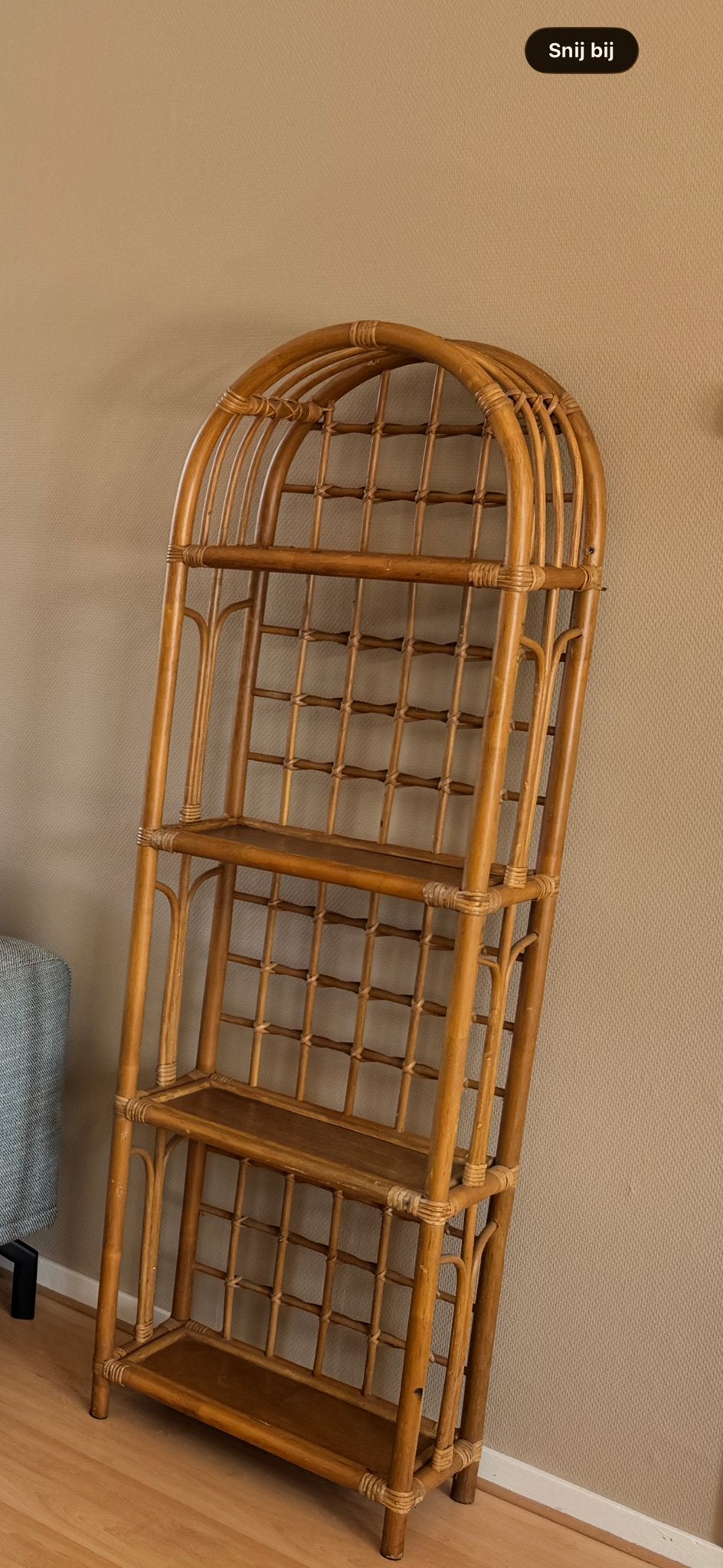 Vintage rotan boogkast, Ophalen, Gebruikt