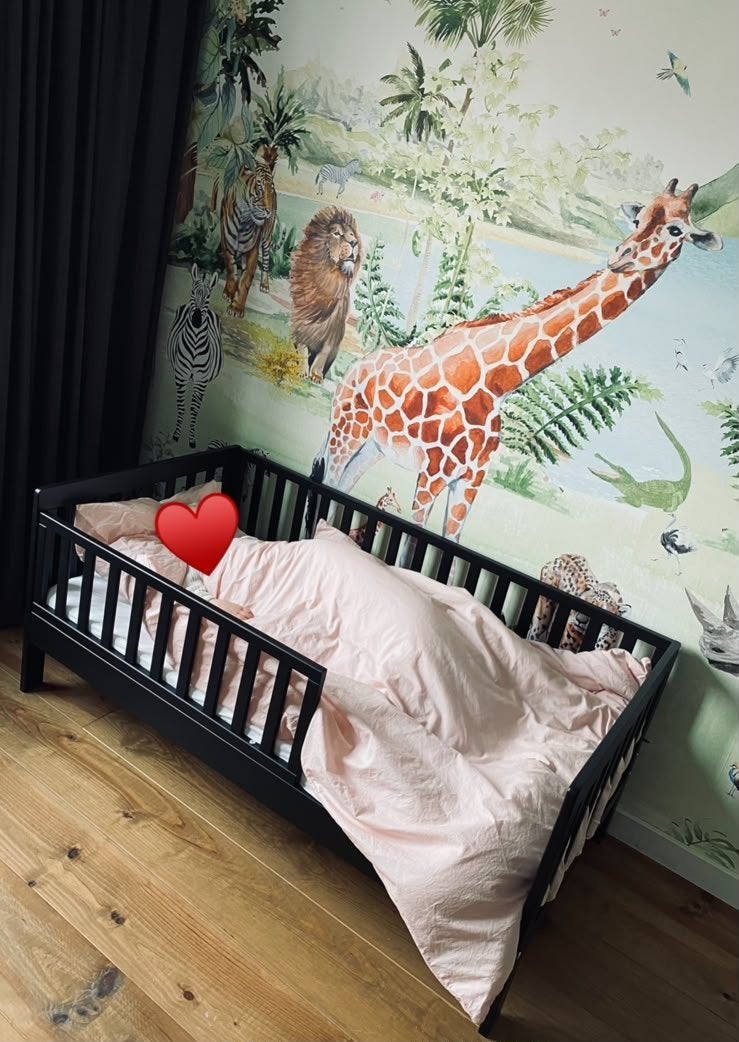 Petite Amélie Peuterbed 140x70 (zwart) met lattenbodem, Ophalen, Gebruikt, 70 tot 85 cm, 140 tot 160 cm