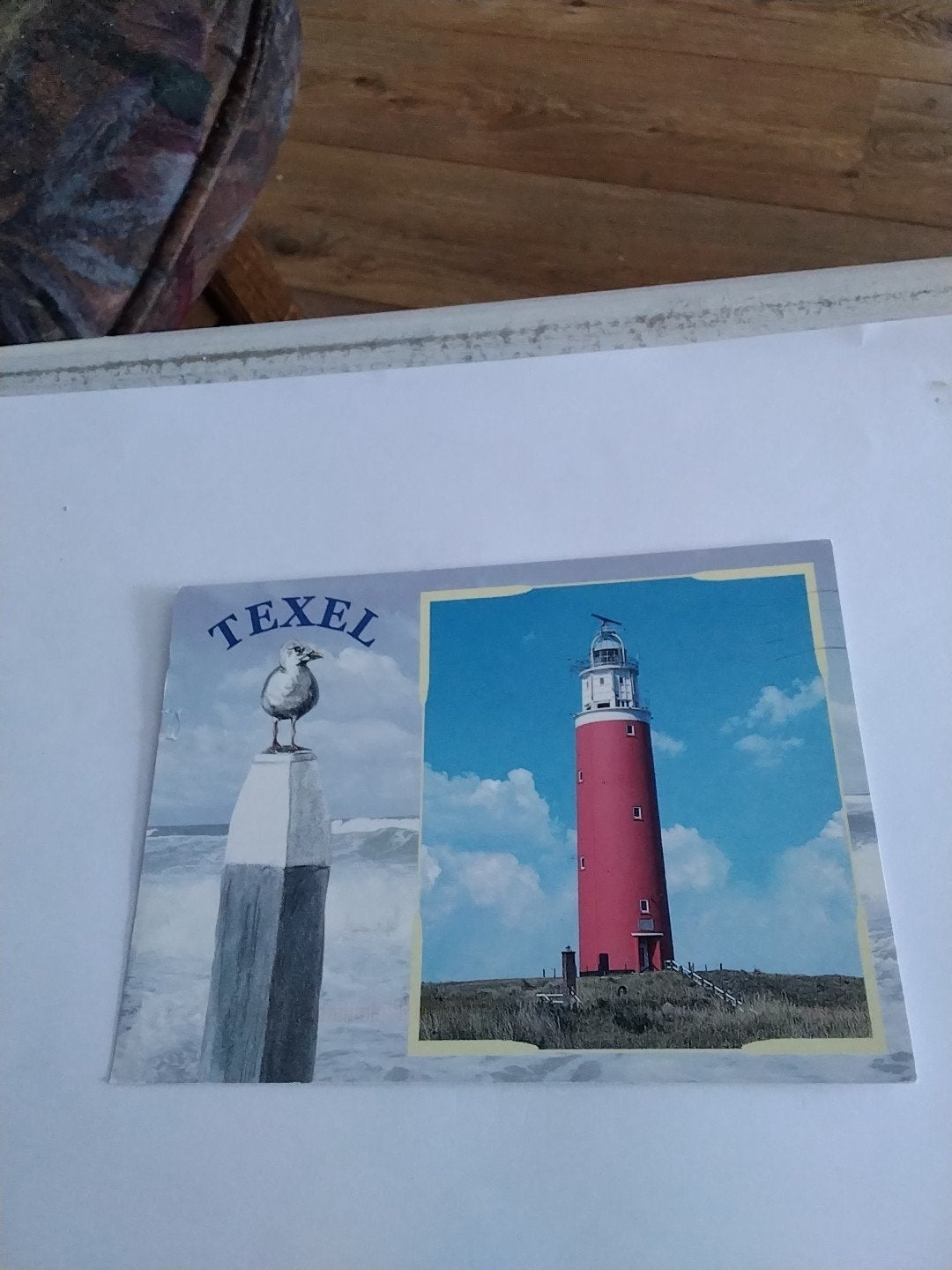Oude ansichtkaart Texel vuurtoren en meeuw, Verzamelen, Ophalen of Verzenden