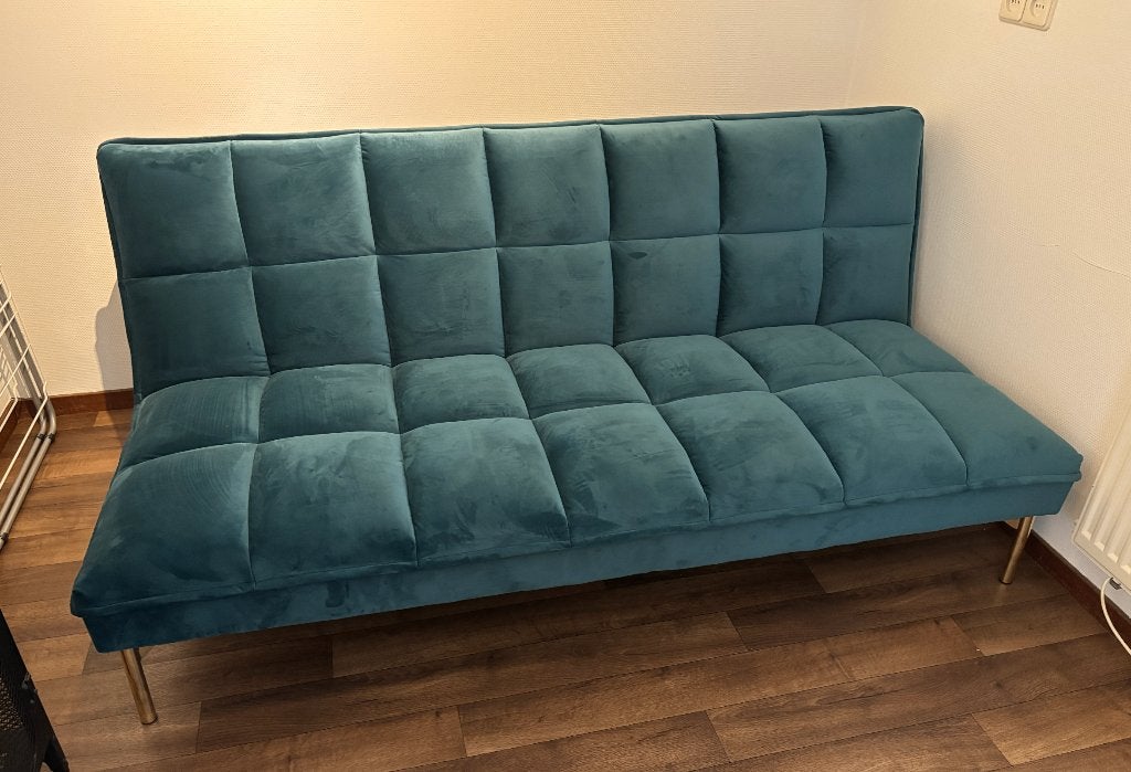 MADE Slaapbank Hallie blauw, Ophalen, Blauw, Tweepersoons, 190 cm of minder