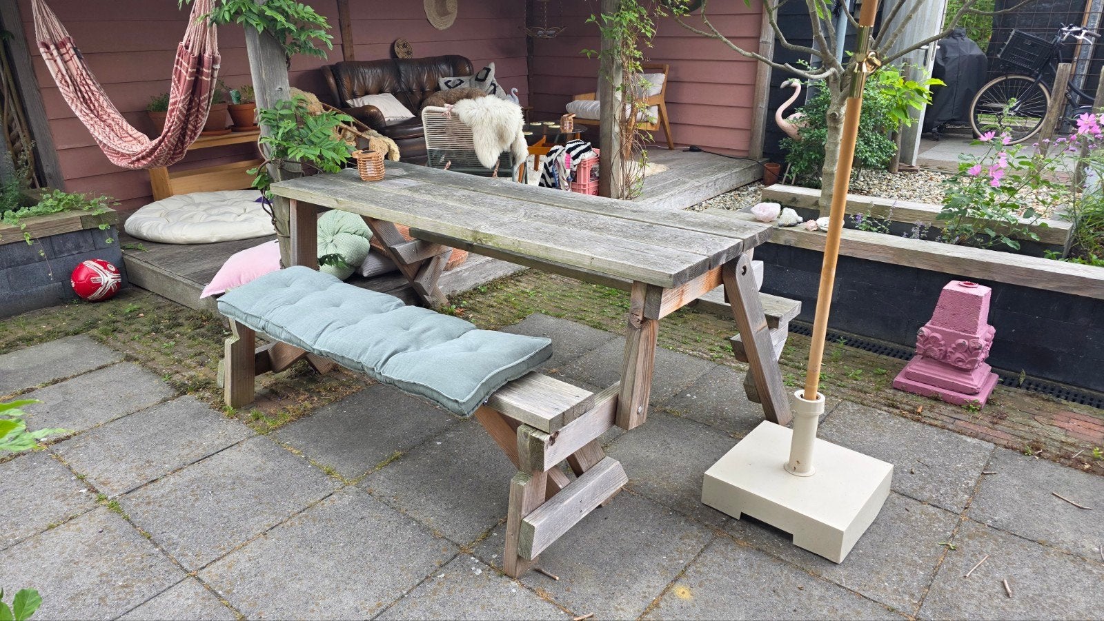 Picknicktafel en bank in 1, Tuin en Terras, Tuinbanken, Ophalen, Hout