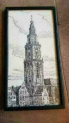 Tekening Martinitoren Groningen situatie rond 1930., Ophalen