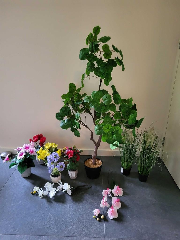 Partij kunstbloemen in pot, Onderhoudsvrij, 100 cm, Kunstbloem, Nieuw