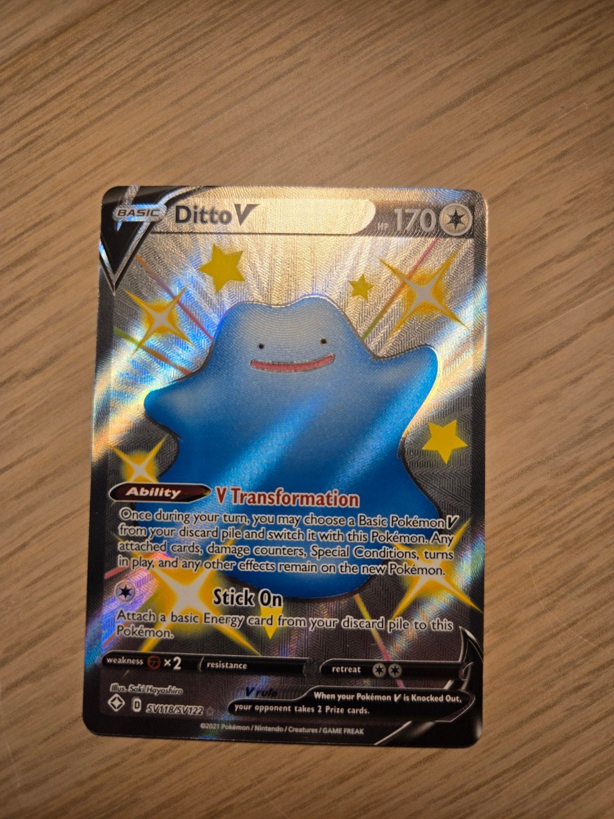 Pokémon TCG: Ditto V (SV118/SV122) Shiny Vault, Verzenden, Zo goed als nieuw, Losse kaart, Foil