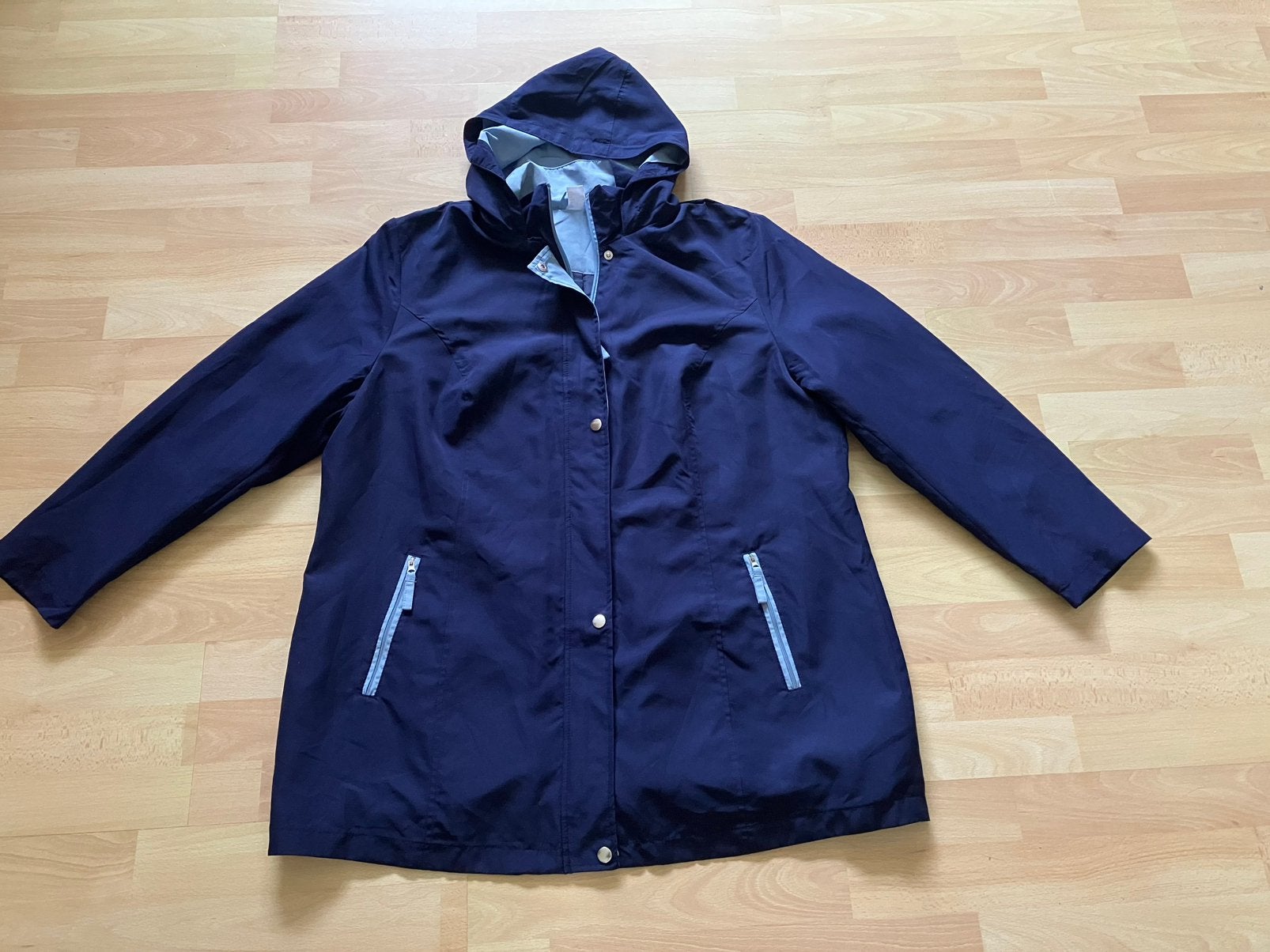 AproductZ blauwe zomerjas met capuchon mt 48/50 zgan, Kleding | Dames, Ophalen of Verzenden, Zo goed als nieuw, Blauw, Jas of Mantel