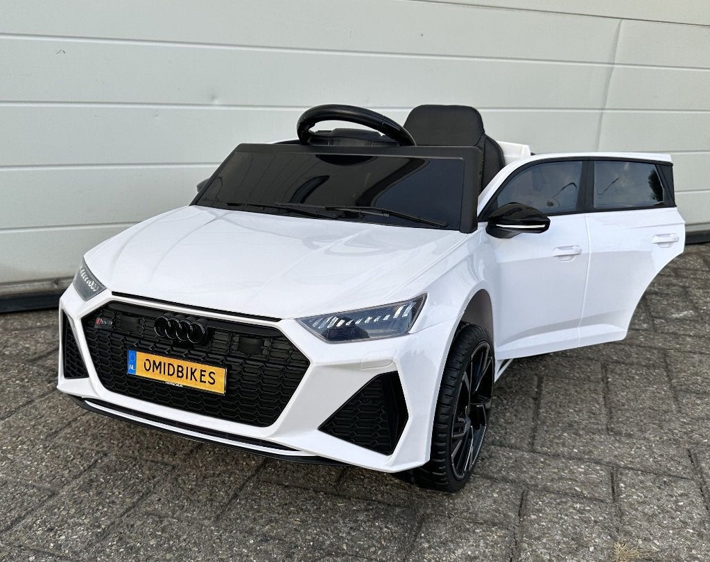 Kinder Auto Audi RS6 12v wit RC - Leder - Rubberband NIEUW, Ophalen of Verzenden, Nieuw, Overige typen