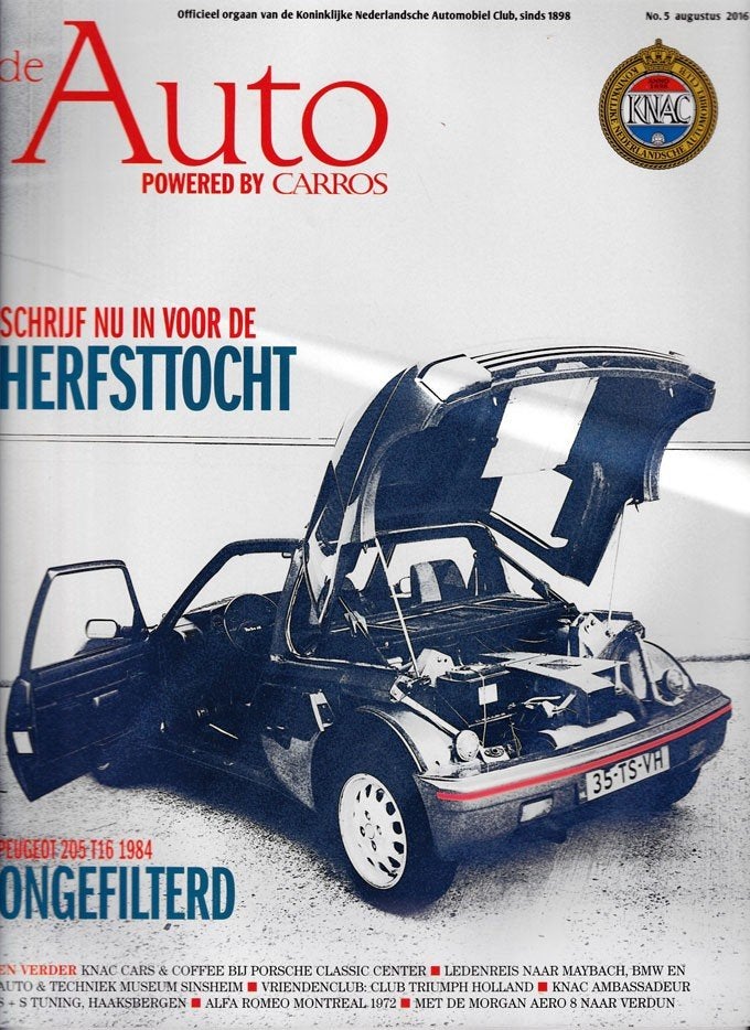 De Auto 5 2016 : Peugeot 205 T16 - Alfa Romeo Montreal - BMW, Ophalen of Verzenden, Gelezen, Algemeen
