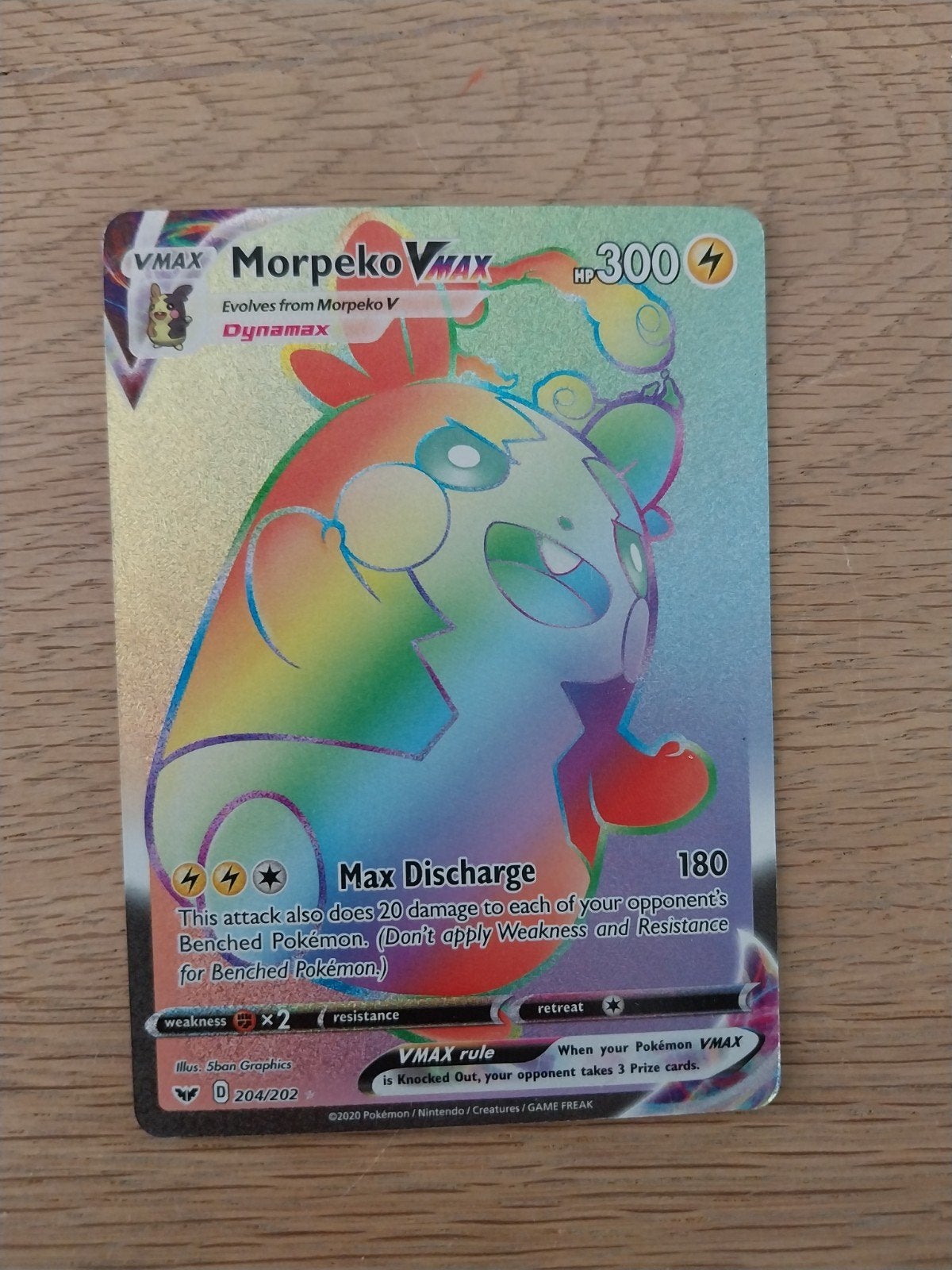 Pokémon kaart Morpeko VMAX 204/202 – Rainbow Rare – Mint, Ophalen of Verzenden, Zo goed als nieuw, Losse kaart, Foil
