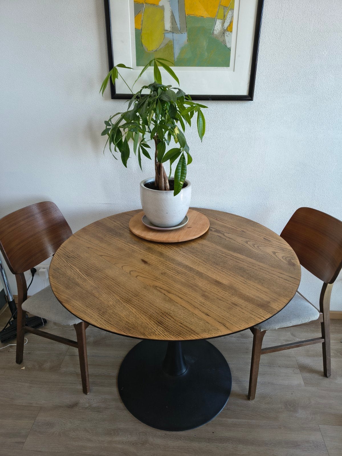 Stijlvolle ronde eettafel met houten blad, Overige houtsoorten, 50 tot 100 cm, Modern, Scandinavisch, Rond