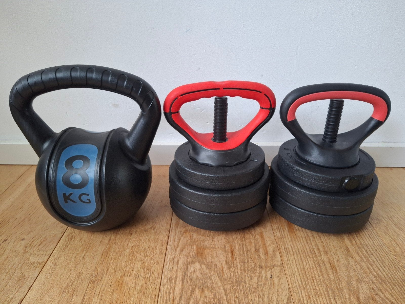 Set van 2 verstelbare kettlebells (5kg) + 1 kettlebell (8kg), Ophalen, Kettlebell