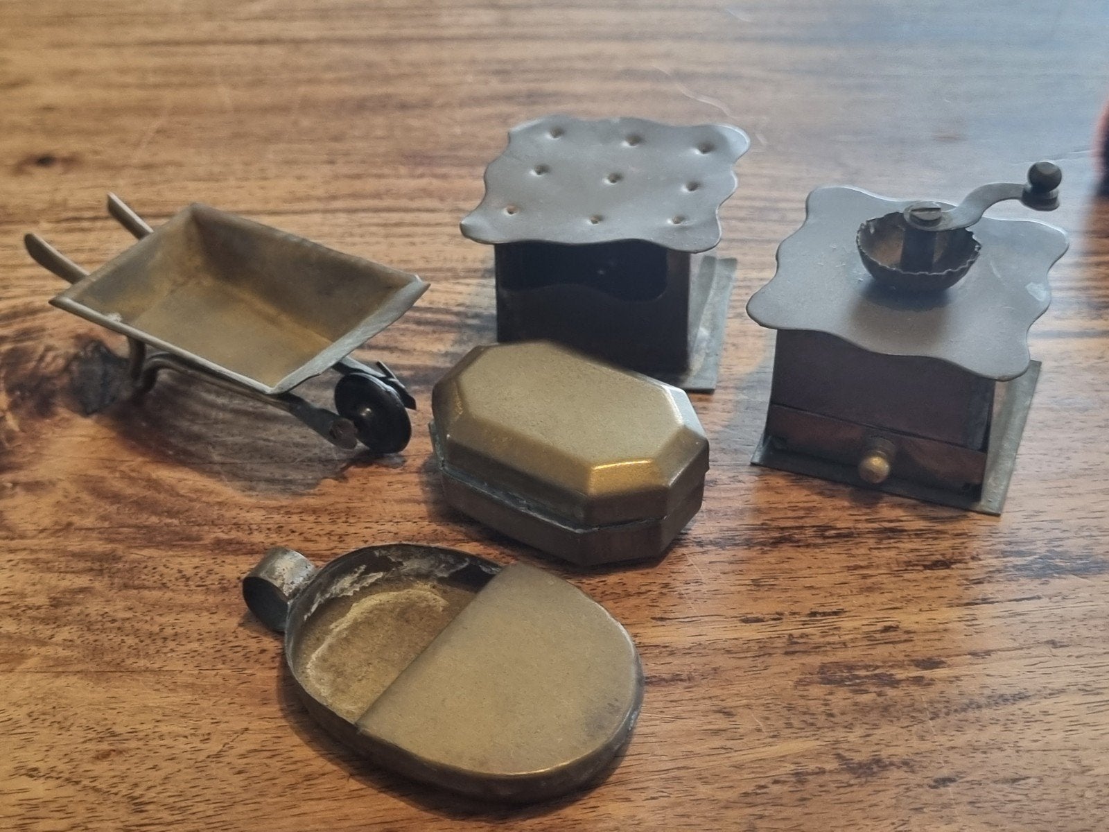 Antieke Miniatuur messing decoratie set - 4 stuks, Ophalen of Verzenden