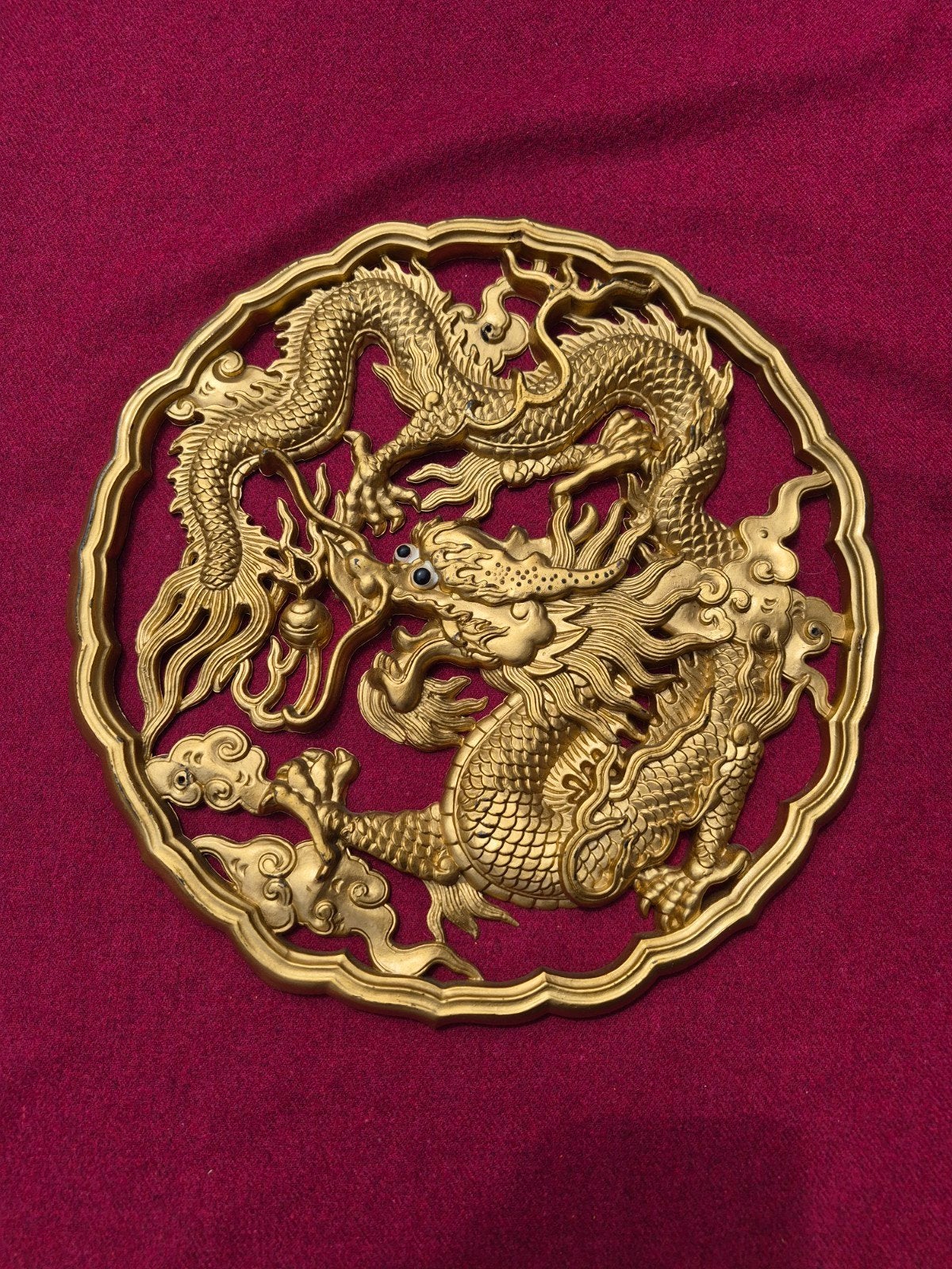 Gouden Draak Wanddecoratie - 28 cm, Ophalen, Overige onderwerpen, Kunststof, Handgemaakt