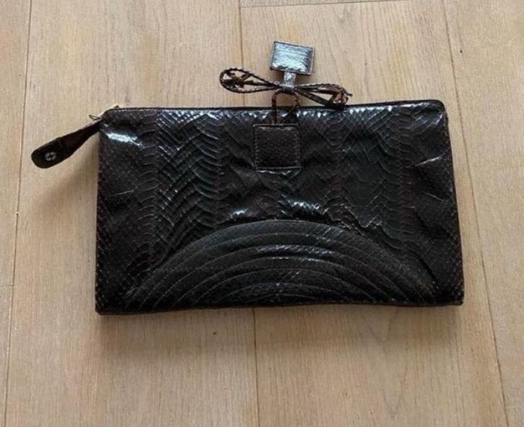 Clutch slangenleer nieuwstaat, Ophalen of Verzenden, Zo goed als nieuw, Bruin, Avondtasje