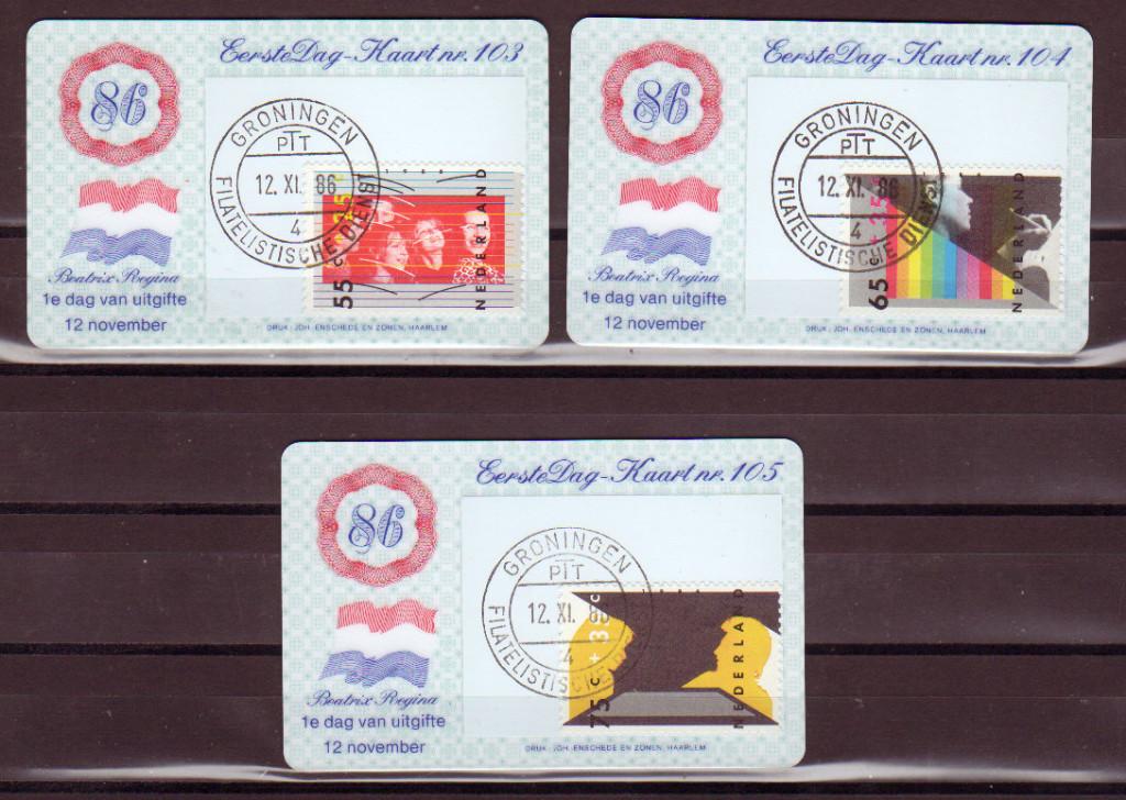Nederland Eerste Dag Kaartjes EDK nr. 103-105, Postzegels en Munten, Postzegels | Eerstedagenveloppen, Ophalen of Verzenden, Onbeschreven