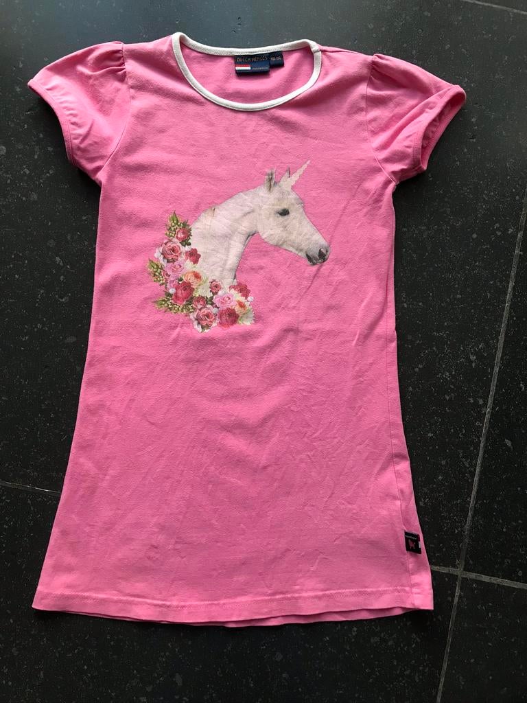 Meisjes jurkje / jurk roze met unicorn De Kunstboer mt 86/92, Ophalen of Verzenden, Gebruikt, Meisje, Jurkje of Rokje