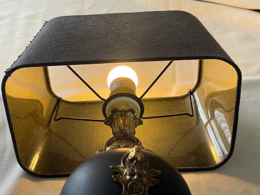 Franse marmeren tafellamp met bronzen decoraties jaren 1930, Antiek en Kunst, Ophalen of Verzenden