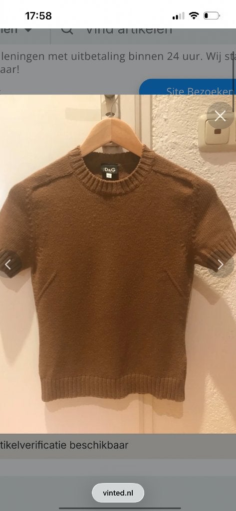 D&G Dolce & Gabbana bruine trui met korte mouwen, Maat 38/40 (M), Bruin, Ophalen of Verzenden, Zo goed als nieuw