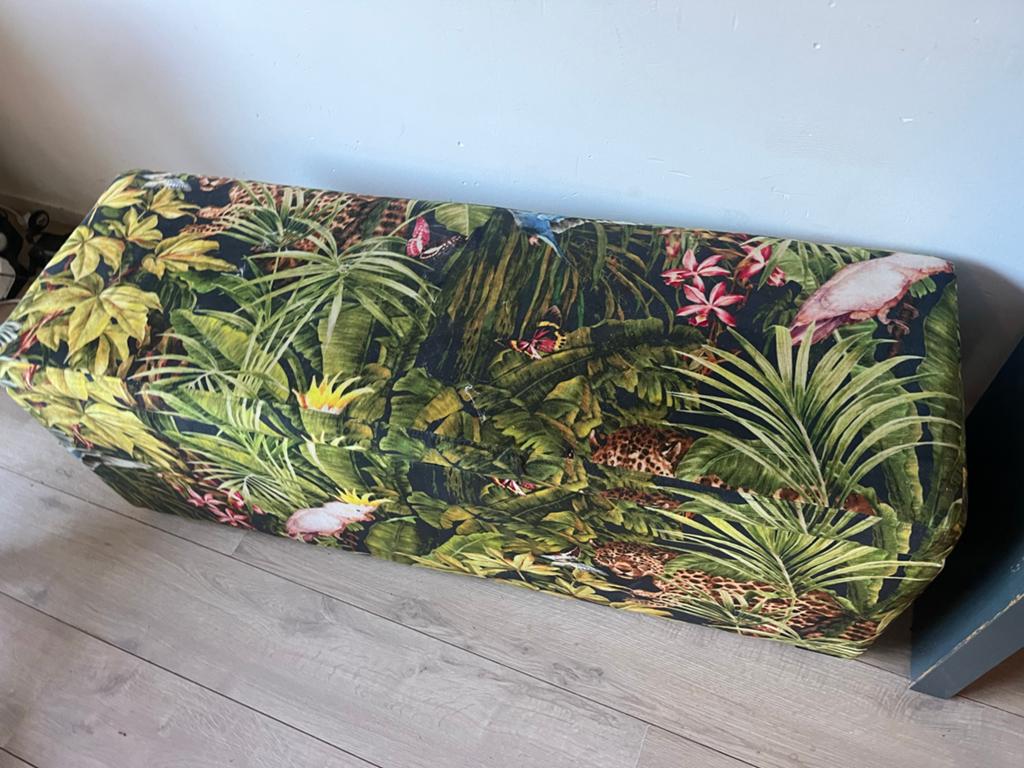 Toffe bank/opbergkist van Loods 5 met jungleprint, Ophalen, Overige materialen, Minder dan 50 cm, Gebruikt