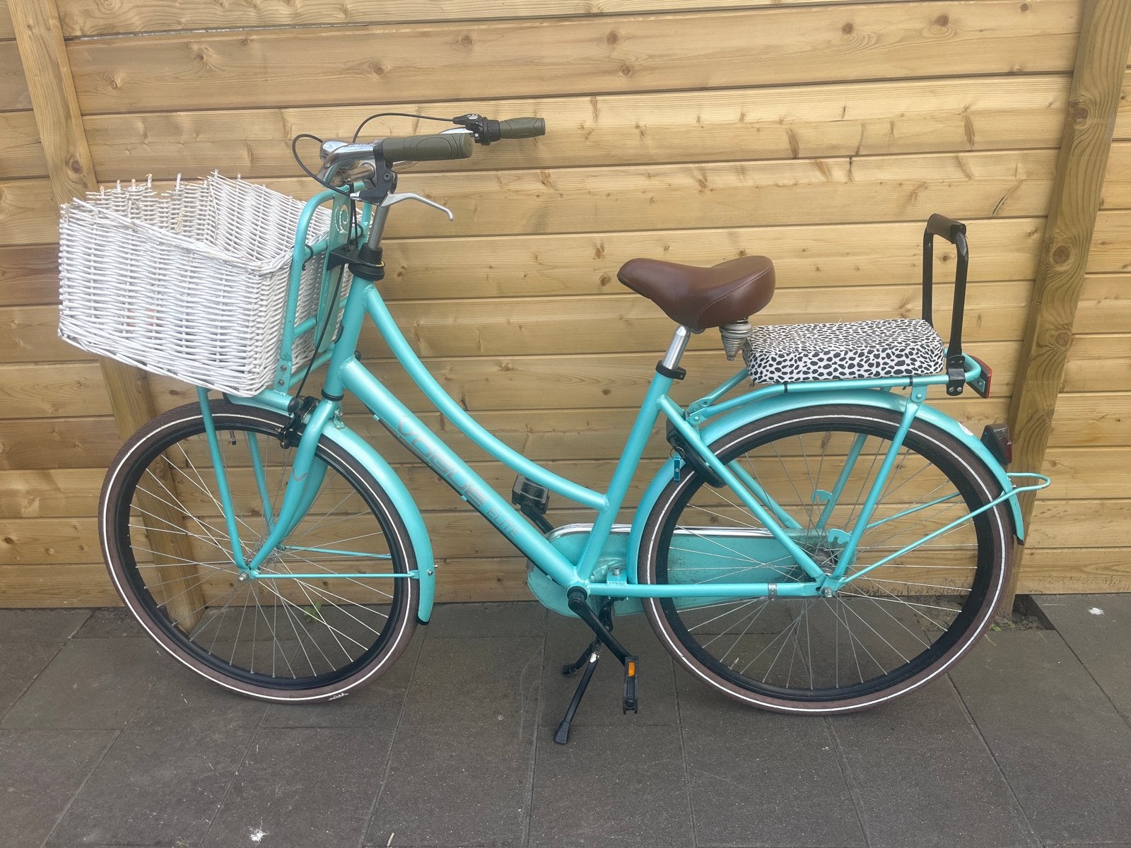 Vogue fiets met mand en kinderzitje, Terugtraprem, Gebruikt, Versnellingen, 50 tot 53 cm