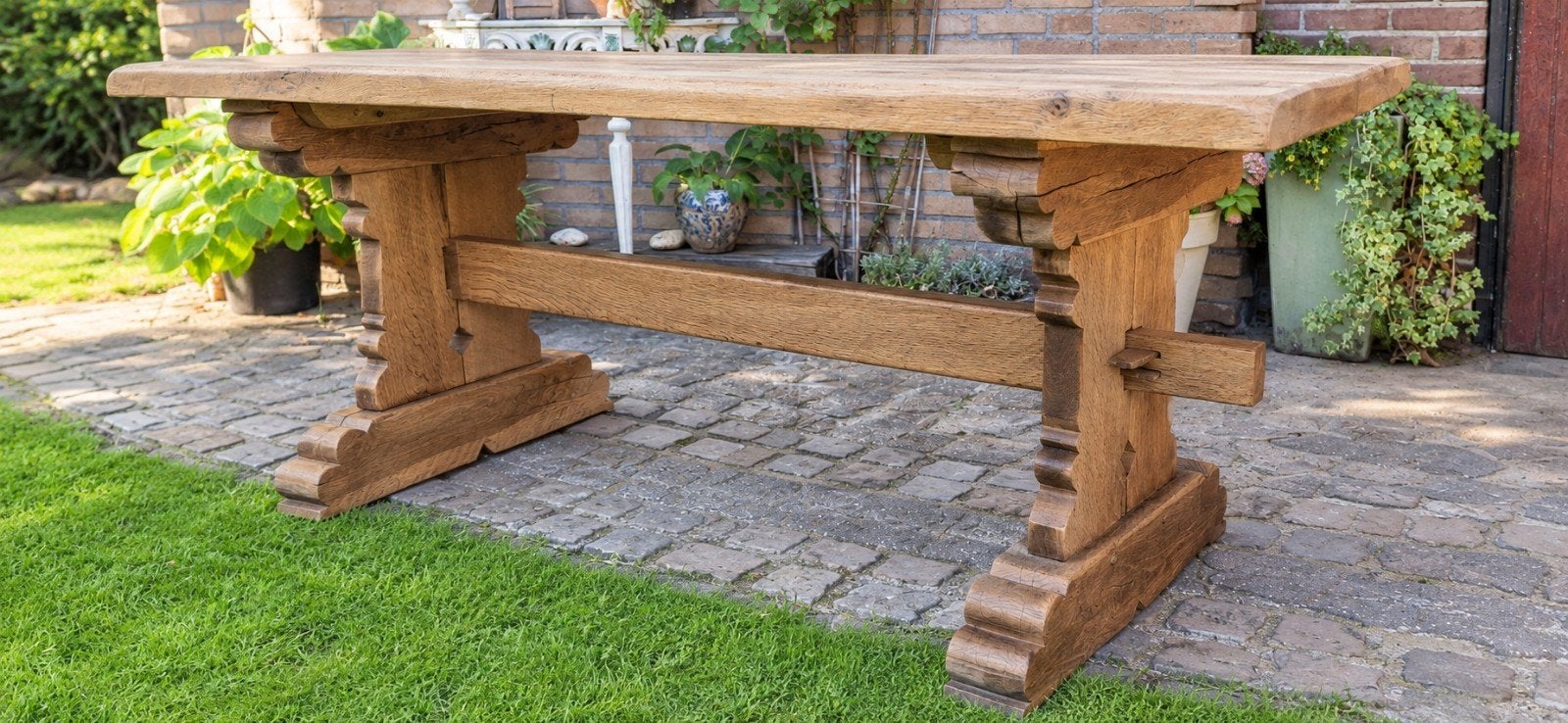 Oude eiken eettafel kloostertafel 175 x 80, Ophalen of Verzenden